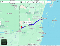The drive from Belize International Airport  to San Ignacio last approximately 1 hour 45 minutes.